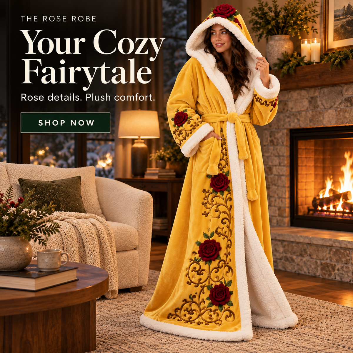 🌸Floral Hooded Robe with Plush Lining