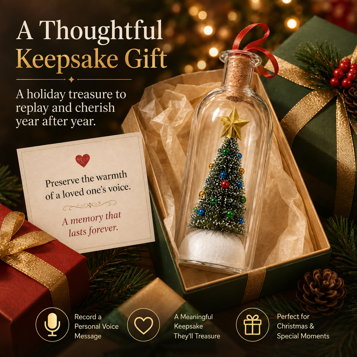 ✨ 50% OFF Personalized Christmas Keepsake Ornament – Record, Gift & Replay 🎁