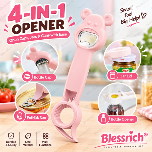 🔥 50% OFF 🐻 2-Pack Bear 4-in-1 Jar & Bottle Opener