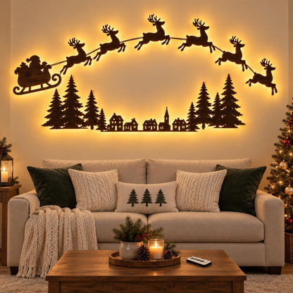 🎄 50% OFF 8-Piece Santa & Reindeer Christmas Wall Lights – Create a Complete Holiday Scene