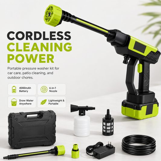 💦48% OFF Cordless Pressure Washer Kit – 6-in-1 Nozzle, 4000mAh Battery & Foam Bottle