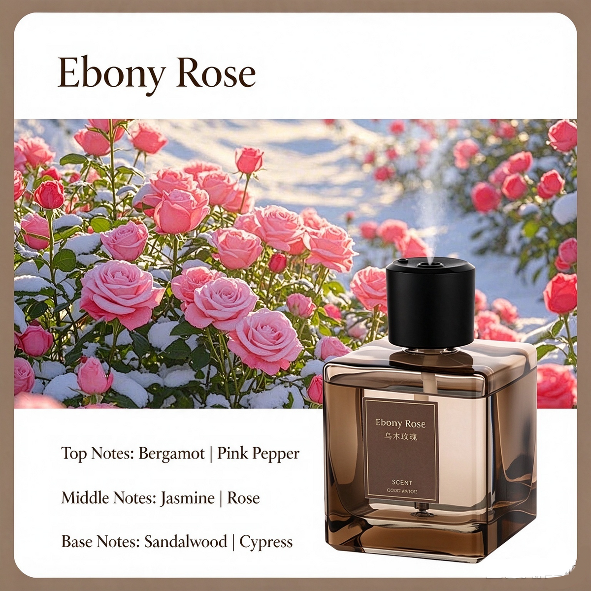 🌹 EBONY ROSE 500mL Aroma Diffuser ✨ 4-Mode Fine Mist Home Fragrance