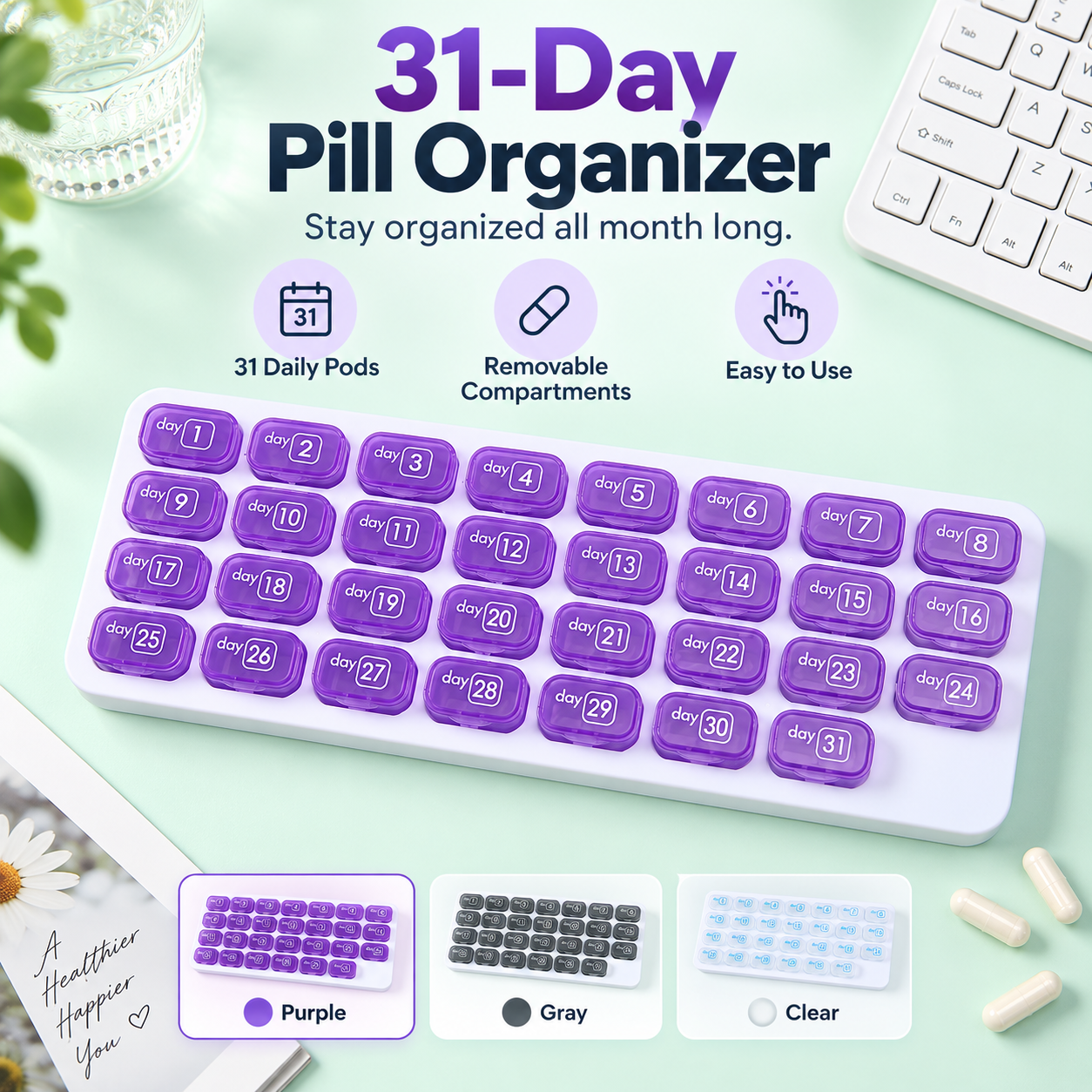 🔥 49% OFF 31-Day Monthly Pill Organizer – Stay Organized All Month