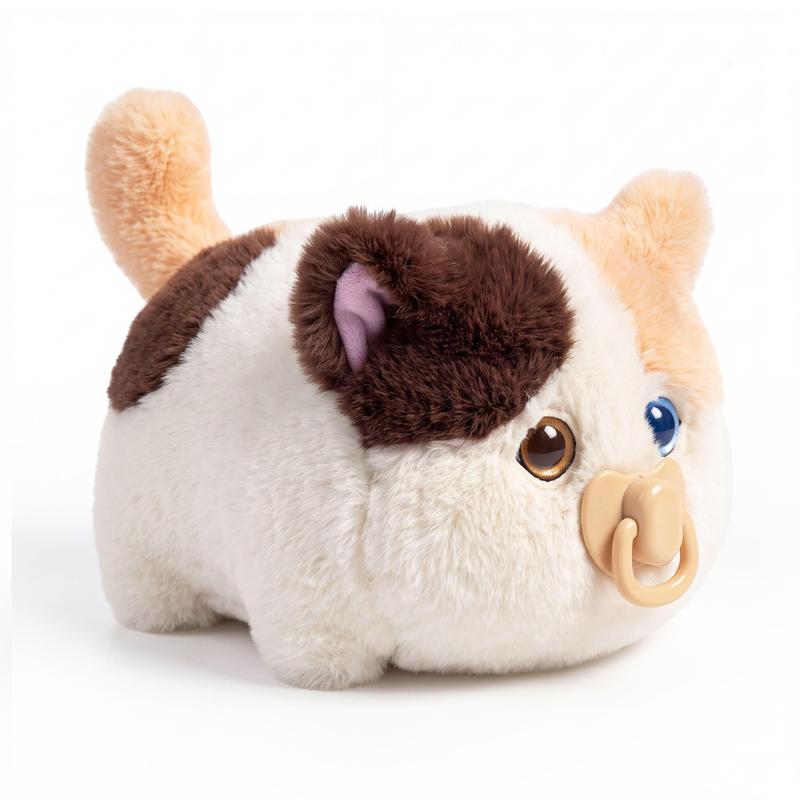 🐱 Interactive Plush Fluffy Kitten Toy with Voice Repeating & Magnetic Pacifier 💗