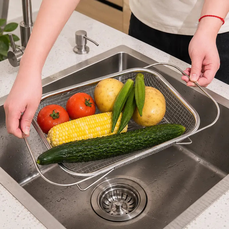 ✨ Save 50% Today 🥬 Expandable Over-the-Sink Strainer Basket – Rinse, Drain & Dry with Ease