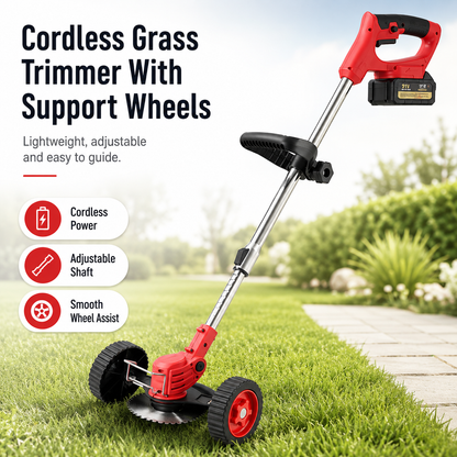 🔥 50% OFF 3-in-1 Cordless Weed Whacker with Adjustable Handle & Removable Support Wheels