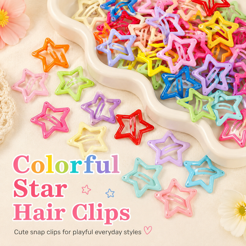 ⭐ 49% OFF 30PCS Colorful Star Hair Clips – Cute Snap Clips for Braids, Buns & Everyday Styles