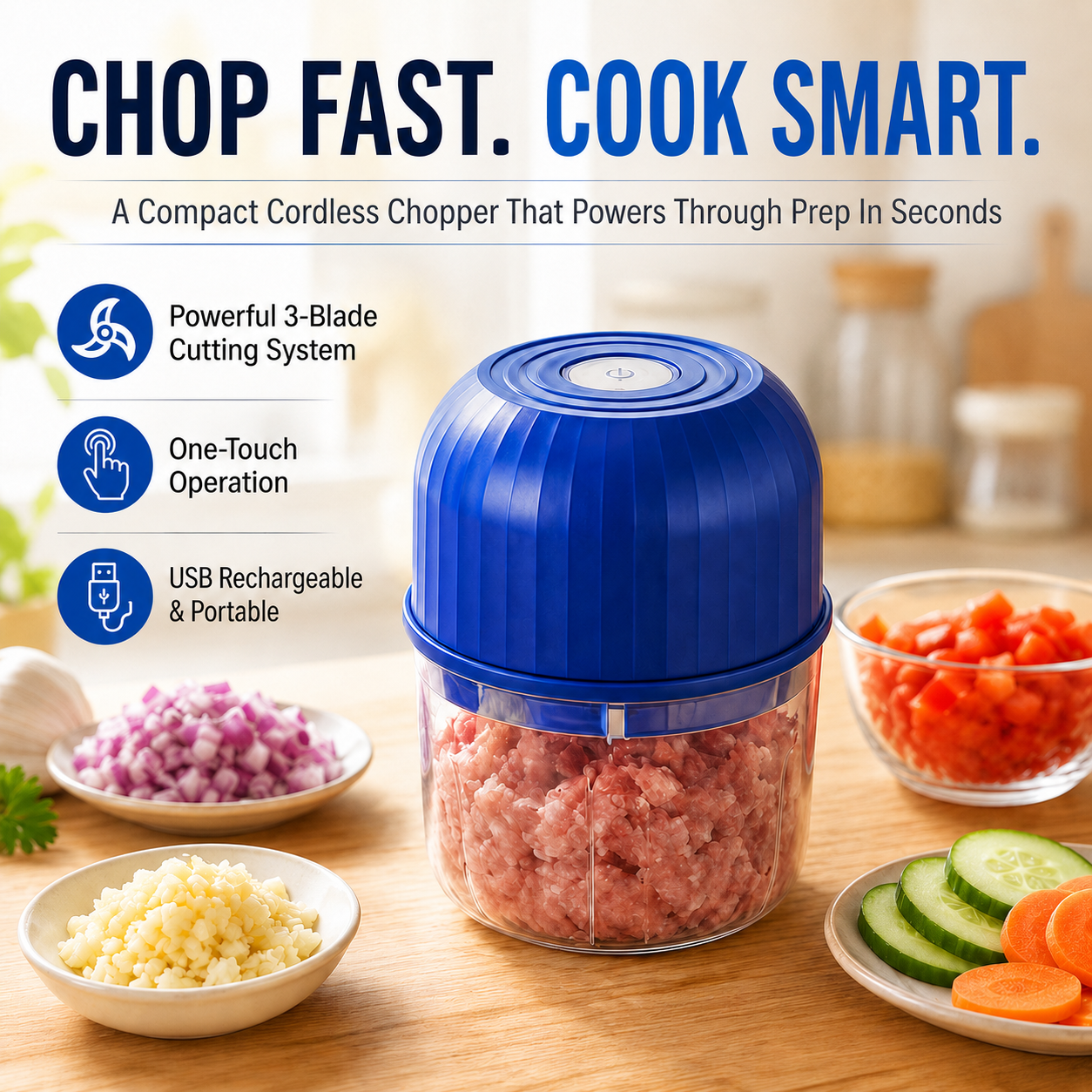 Wireless Efficient Electric Mini Food Chopper