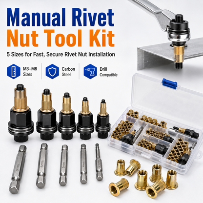 🔩 48% OFF 5-Size Rivet Nut Adapter Kit – M3 to M8 for Drills, Wrenches & DIY Metalwork