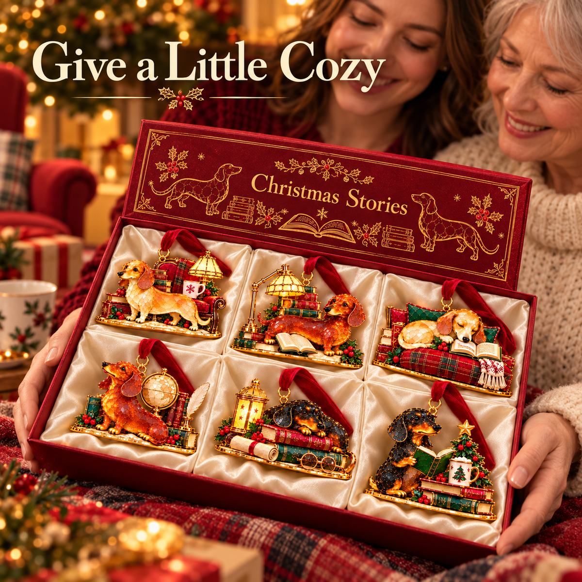 🐶Dachshund Cozy Library Christmas Ornament – A Little Story for Your Tree 🐾