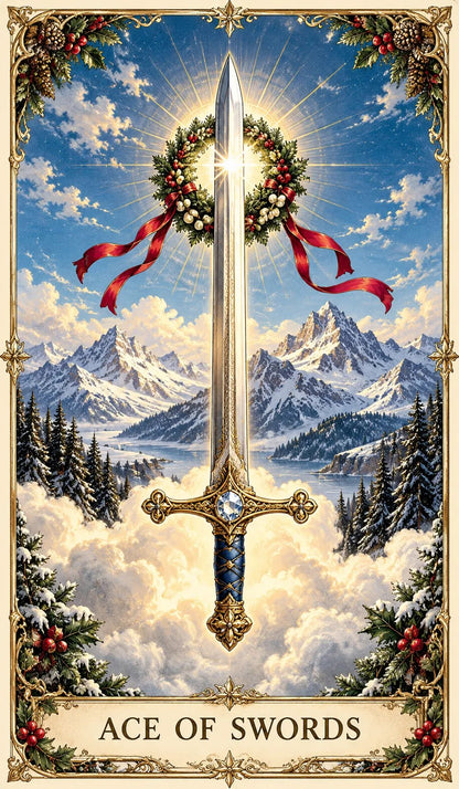 Last Day 49% OFF🎉-🔮  Complete 78-Card Christmas Holiday Tarot Deck with Guidebook & Gift Box 🎄