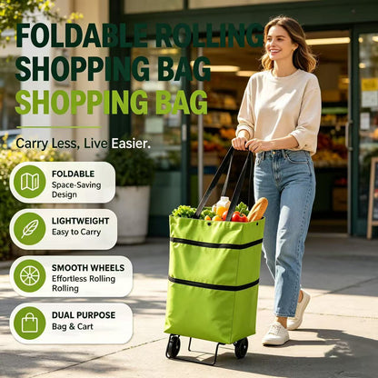 Foldable Grocery Cart Bag - The Rolling Shopping Bag That Saves Your Back