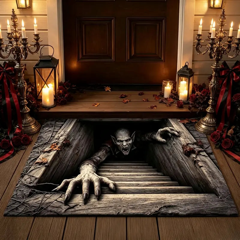🎃 Festive 3D Visual Skull & Clown Horror Rug