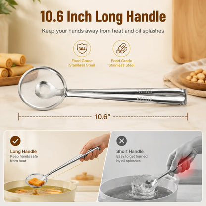 🔥 50% OFF 🍟 2-in-1 Stainless Steel Oil Strainer Tongs