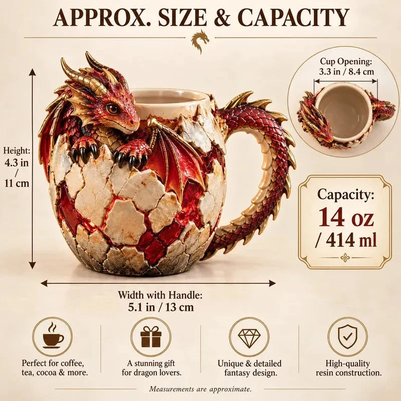 🐉🥚Dragon Egg Fantasy Sculpted Mug | 14oz Resin Coffee Cup for Dragon Lovers