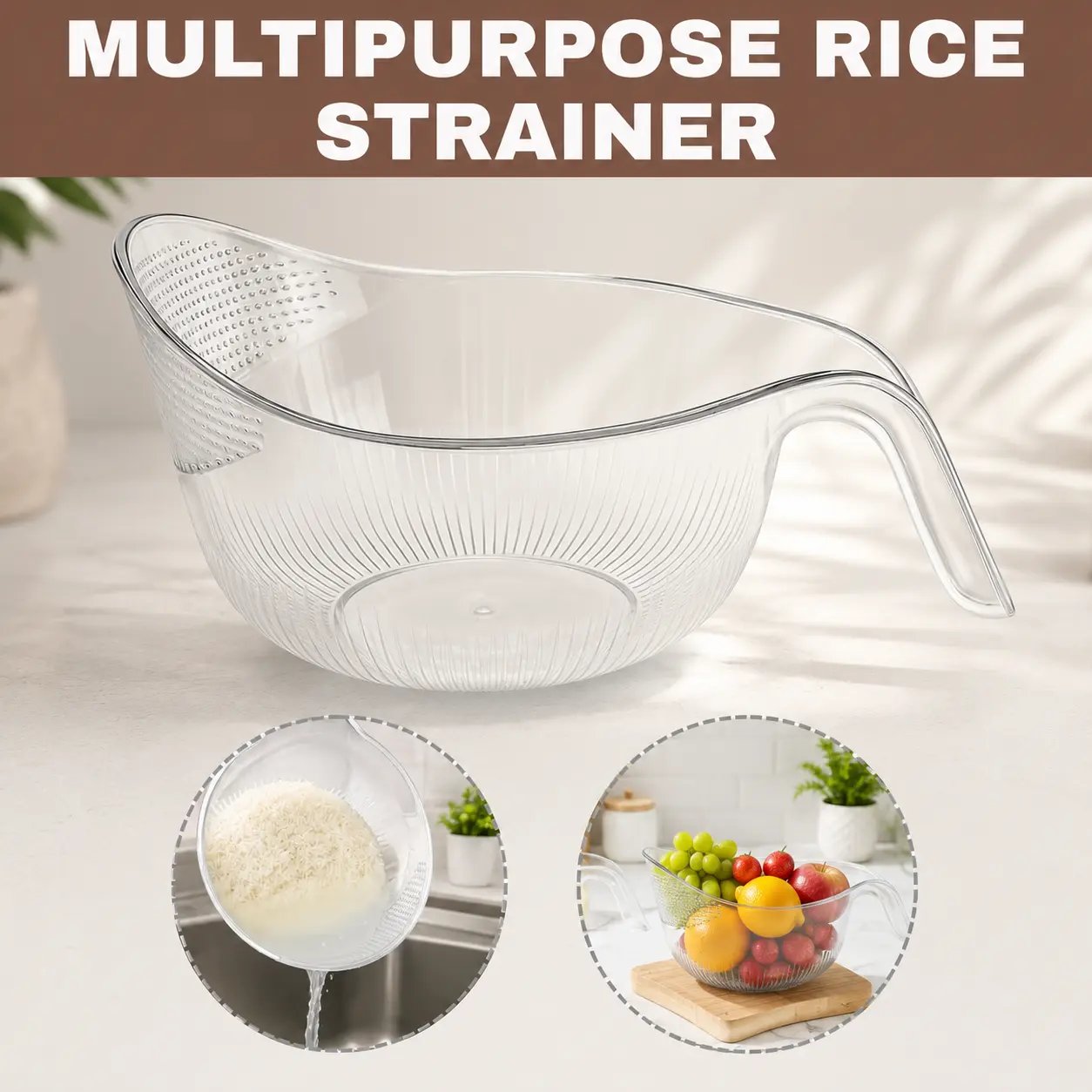🍚 50% OFF Multi-Functional Rice Strainer ✨ Wash, Drain & Prep Faster Every Day