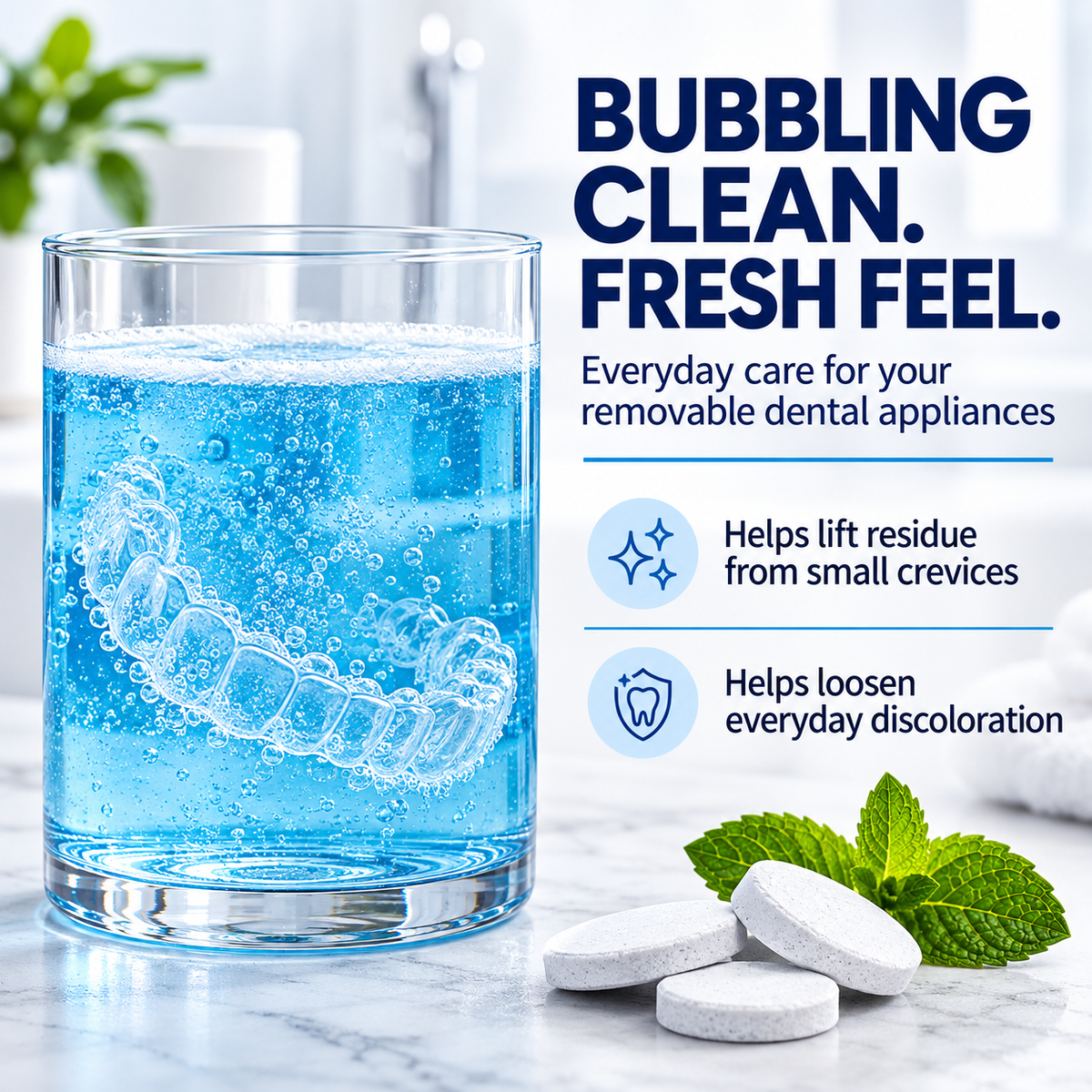 🦷✨ Effervescent Denture Cleaning Tablets – Deep Clean, Fresh Feel & Effortless Daily Care