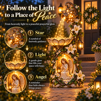 🔥 Last Day 49% OFF👼✨ Angel Starlight Cascading Garden Fountain with Illuminated Star & Lily Accents 🌸