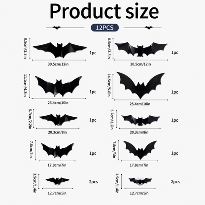 Halloween LED Bat Wall Decor – 3D Glitter Flying Bat Stickers for Spooky Party, Room & Window Decorations
