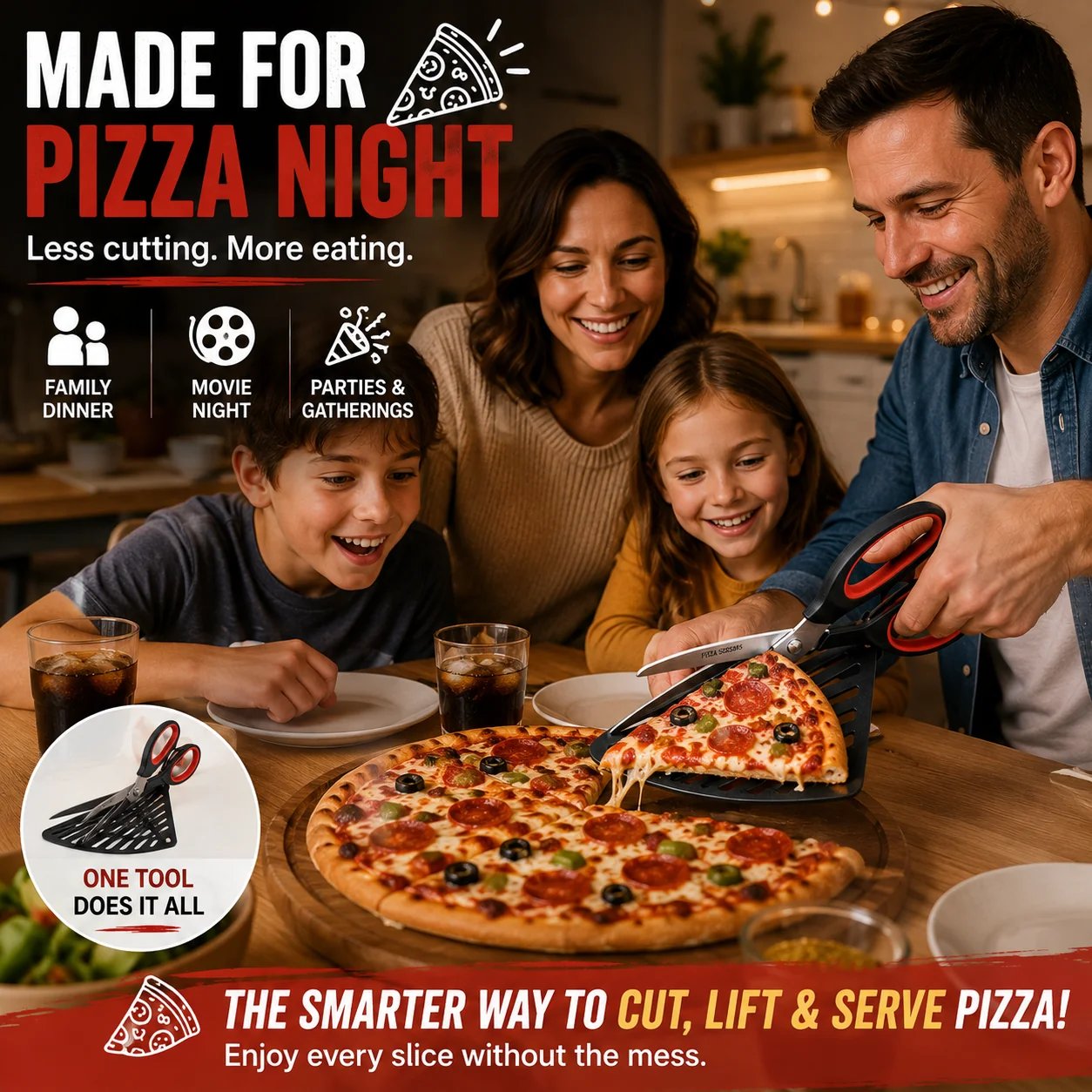 🍕 Pizza Scissors with Built-In Server | Cut, Lift & Serve Pizza