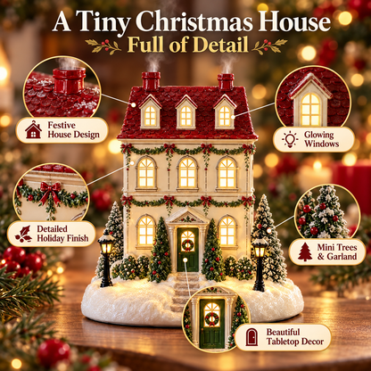 🎄 Christmas Village House Essential Oil Aroma Diffuser with Warm Glowing Chimney Mist 🎁