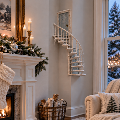 Lighted Winter Fairy Door Staircase Wall Decor 🧚‍♀️❄️ – Enchanted Christmas Wall Art