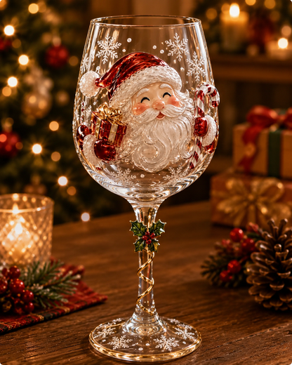 🎄 50% OFF 3D Christmas Glass Cup with Raised Holiday Artwork for Festive Drinks ✨