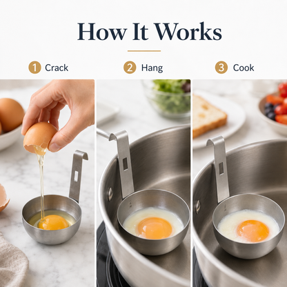 🥚 Stainless Steel Egg Poacher – Perfect Boiled Eggs Every Morning