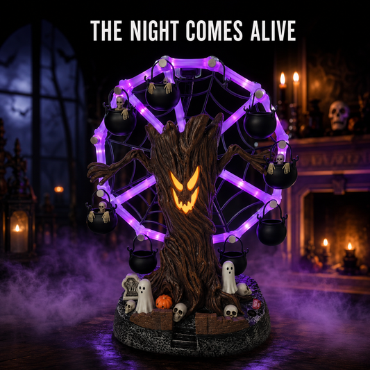 🎡 Animated Haunted Tree Ferris Wheel – Light & Sound Halloween Tabletop Decor
