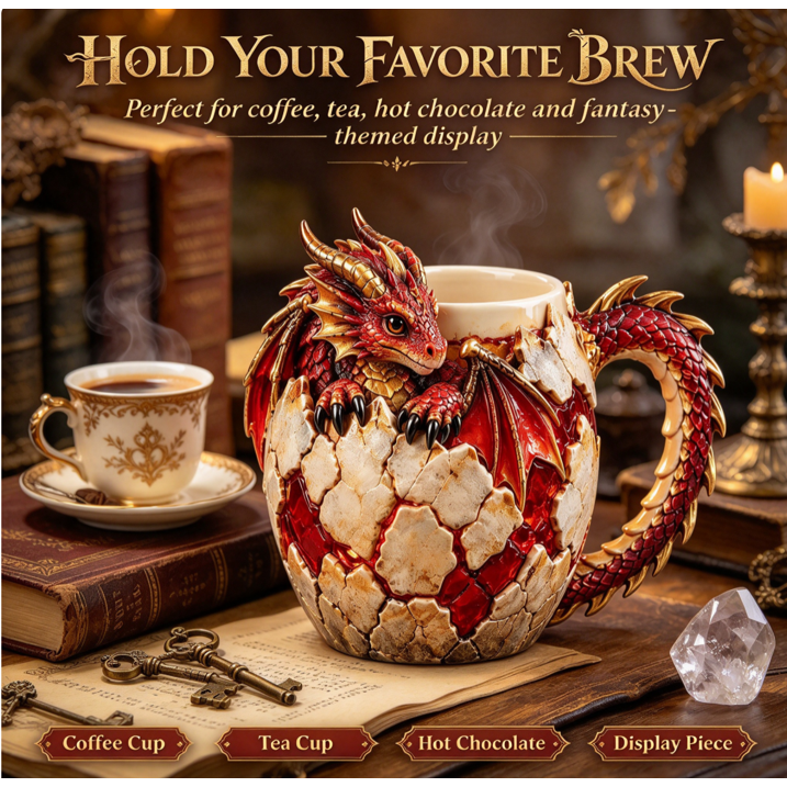 🐉🥚Dragon Egg Fantasy Sculpted Mug | 14oz Resin Coffee Cup for Dragon Lovers