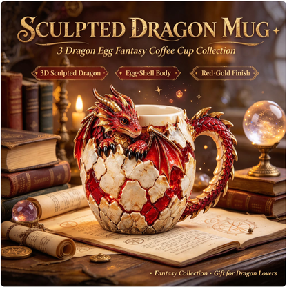 🐉🥚Dragon Egg Fantasy Sculpted Mug | 14oz Resin Coffee Cup for Dragon Lovers