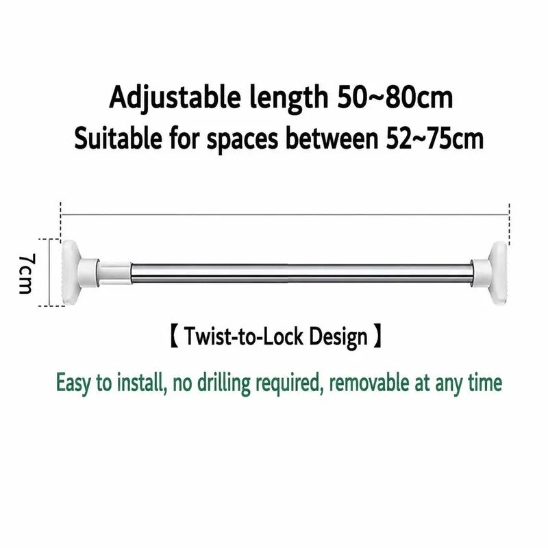 💥 半价优惠🛠️ Drill-Free Tension Rod — No Tools, No Holes, No Hassle