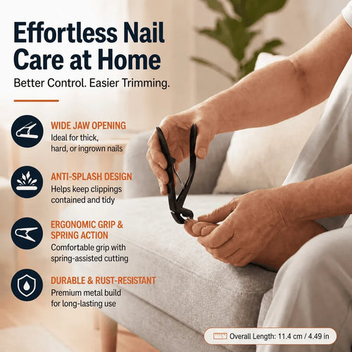 ✂️ Ergonomic Wide-Jaw Toenail Clipper with Anti-Splash Catcher for Thick Nails 🛡️