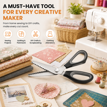 ✂️ 48 OFF Professional Pinking Shears – Stainless Steel Zigzag Fabric Cutting Scissors