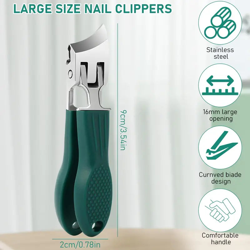 💚 3-Piece Nail Clipper Set 47% OFF 🦅 Wide Jaw & Long Handle for Thick Nails