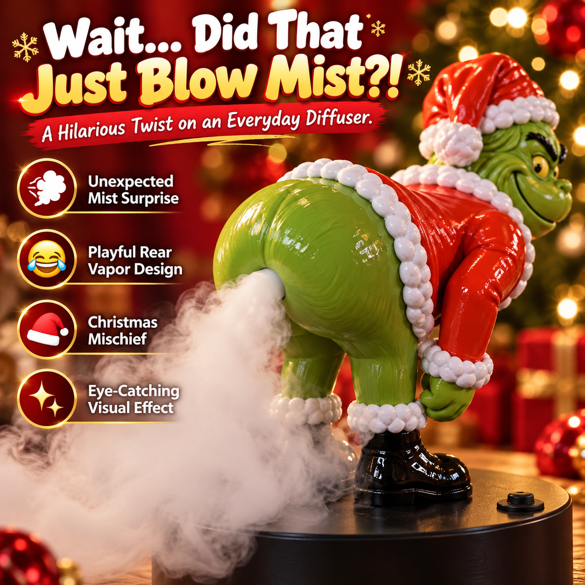 😂  Funny Christmas Mist Diffuser – Grinch-Inspired Holiday Decor🎄