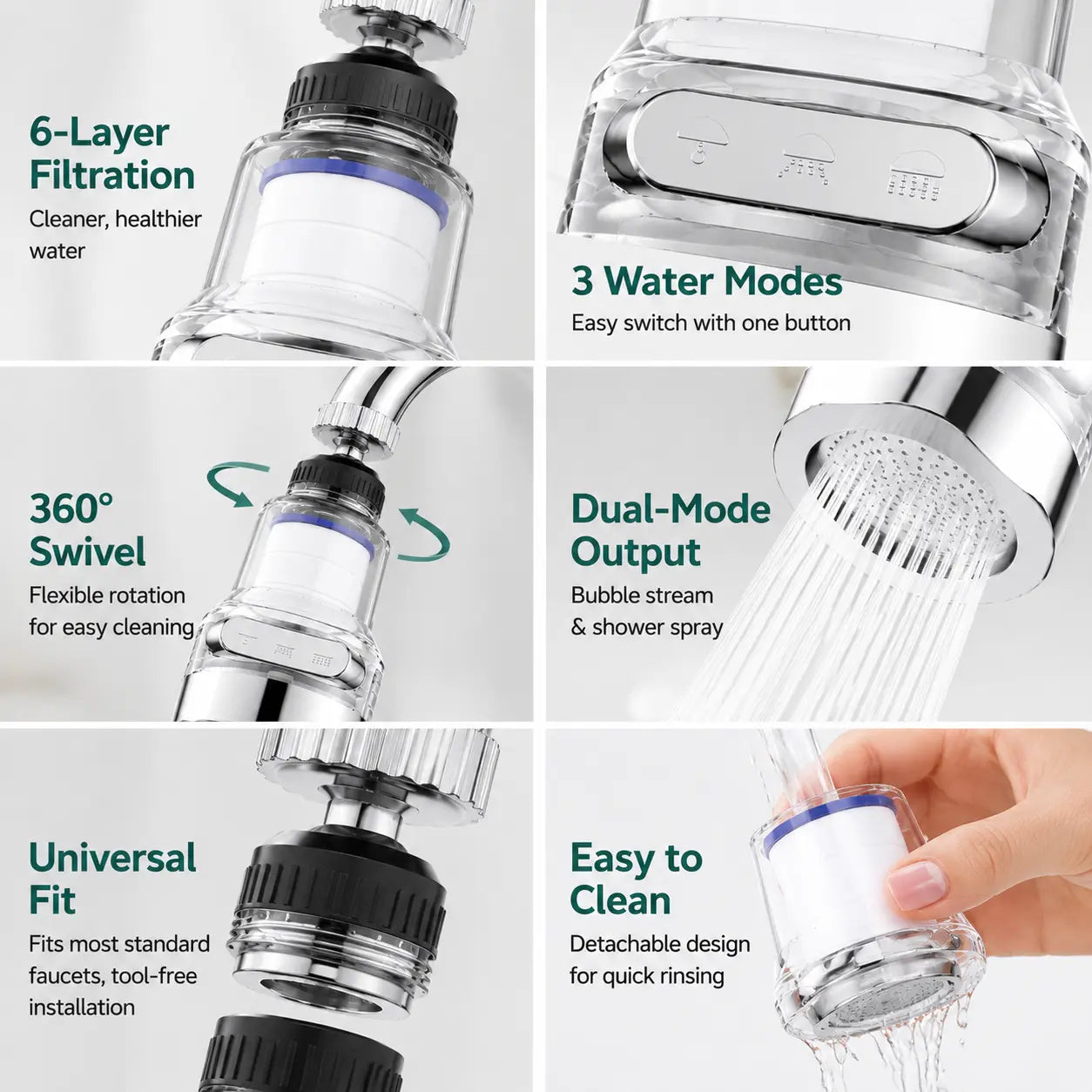 ✨ 50% OFF 3-Mode Rotating Faucet Sprayer for Easier Cleaning