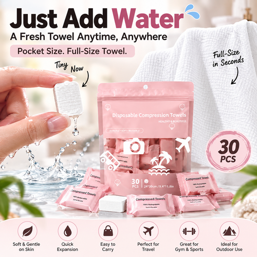 💧 45% OFF 30-Pack Compressed Towels – Just Add Water & Go