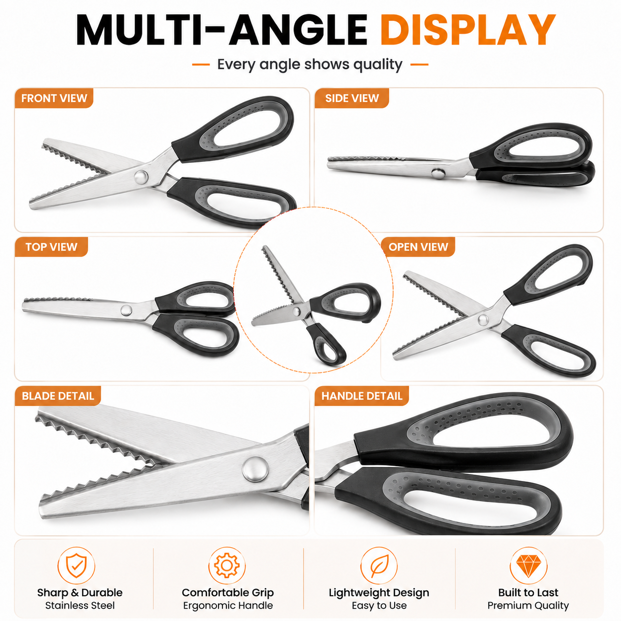 ✂️ 48 OFF Professional Pinking Shears – Stainless Steel Zigzag Fabric Cutting Scissors