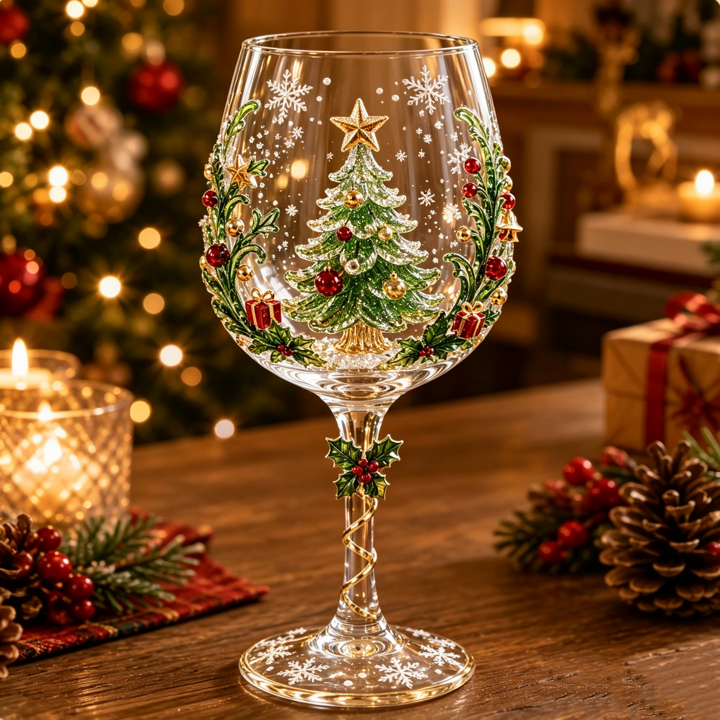 🎄 50% OFF 3D Christmas Glass Cup with Raised Holiday Artwork for Festive Drinks ✨