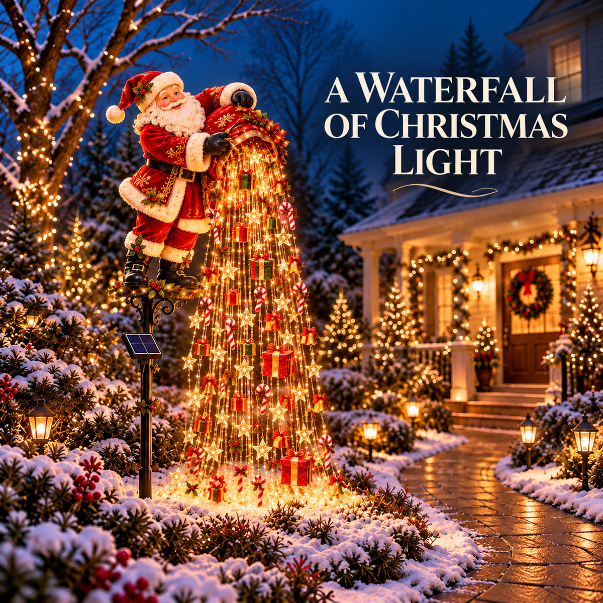 ⏰SAVE BIG 50% OFF ！⏰🎄Christmas Starlight Cascade – Solar LED Garden Stake Lights✨