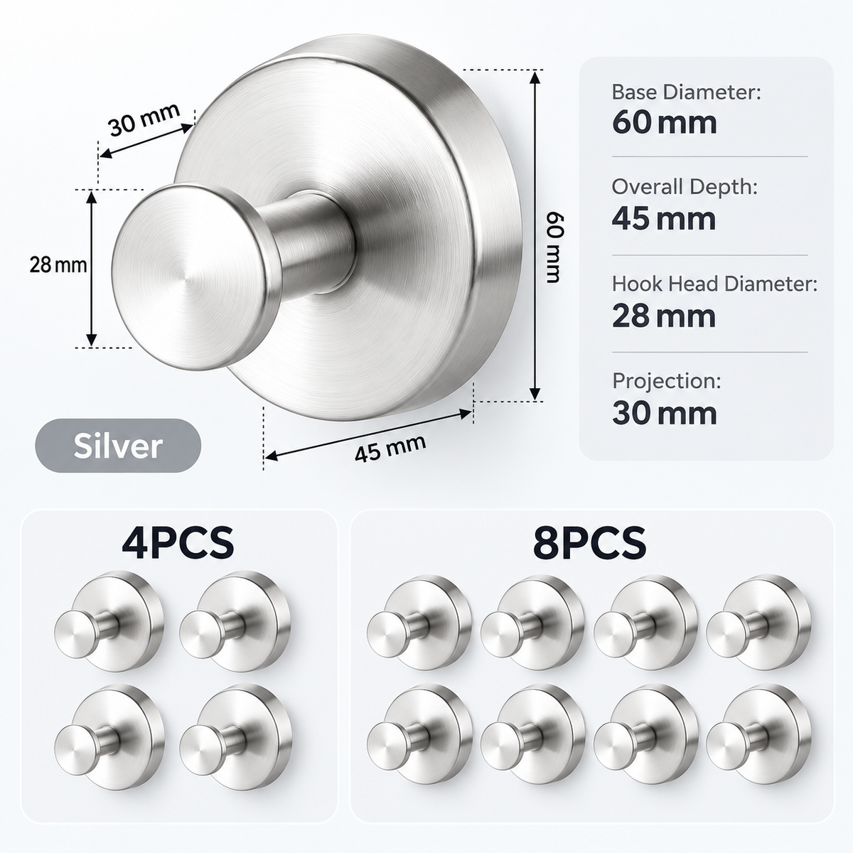 🔩 Heavy-Duty Matte Black Stainless Steel Vacuum Suction Hooks (15 LBS No-Drill) 🚿