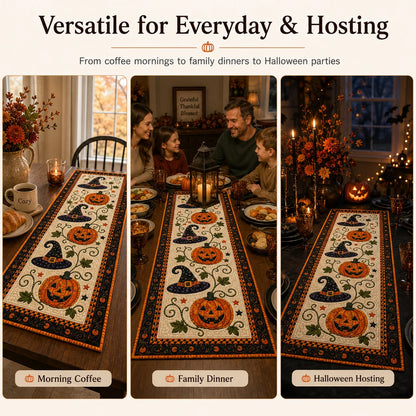 2-in-1 Halloween & Fall🎃🍂 Autumn Spell Quilted Table Runner