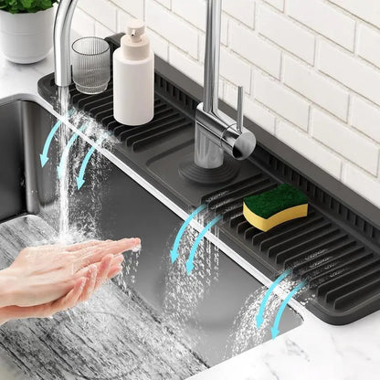 📢 LAST DAY 49% OFF 🔥 Silicone Faucet Splash Guard Mat 🚰 7° Self-Draining Sink Counter Mat