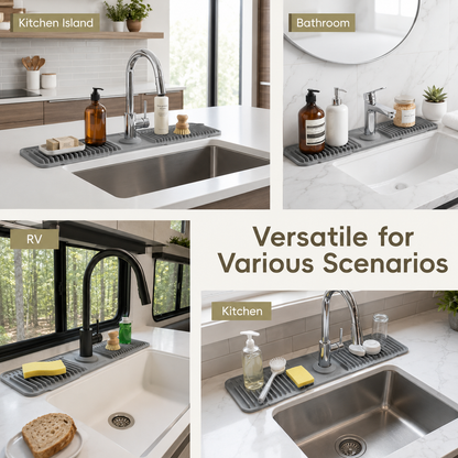 📢 LAST DAY 49% OFF 🔥 Silicone Faucet Splash Guard Mat 🚰 7° Self-Draining Sink Counter Mat