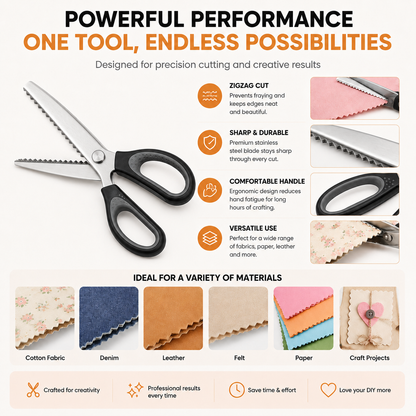 ✂️ 48 OFF Professional Pinking Shears – Stainless Steel Zigzag Fabric Cutting Scissors