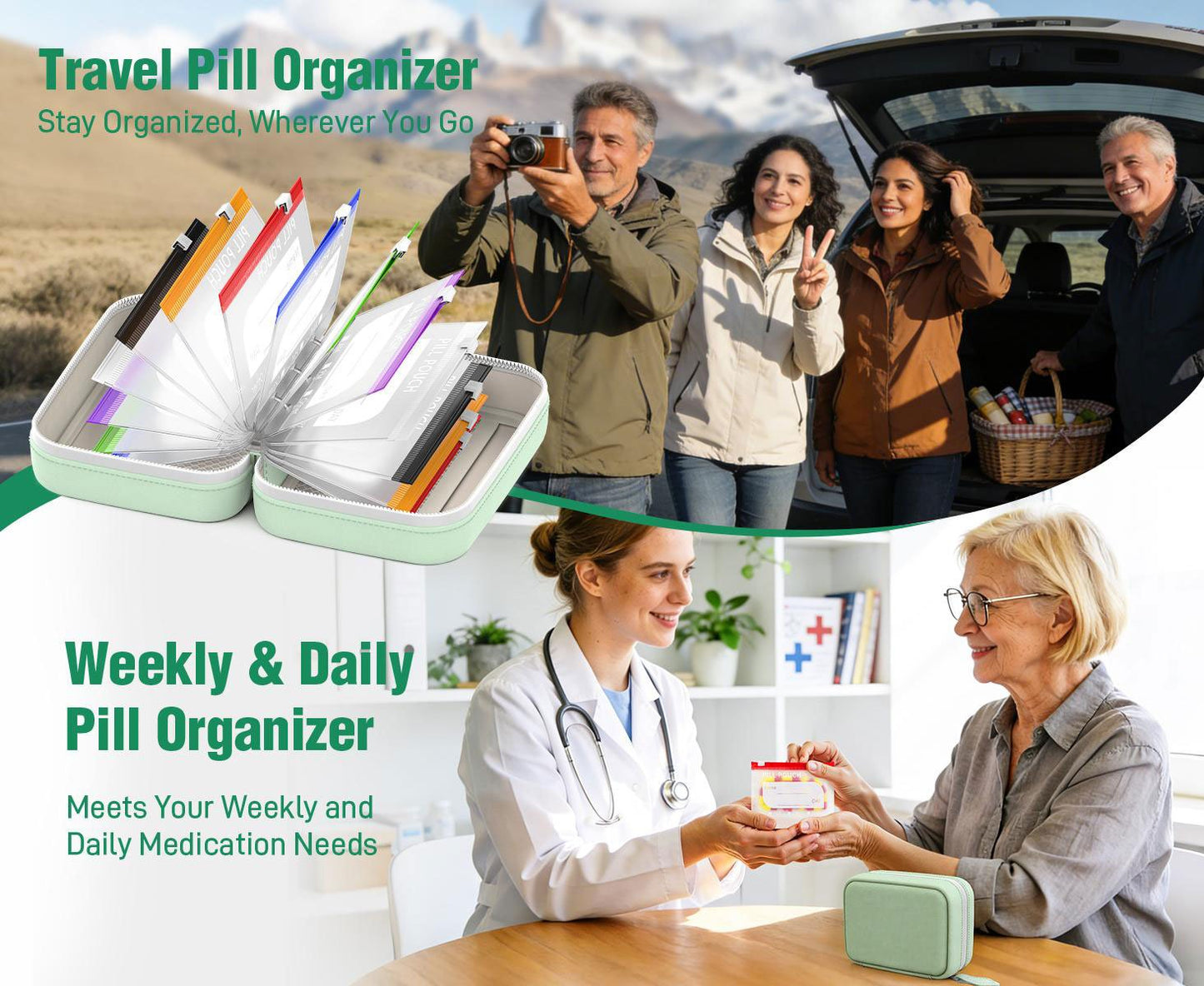 🔥 Special Offer 💊 14-Pouch Binder Pill Organizer – Stay Organized at Home & On the Go ✨