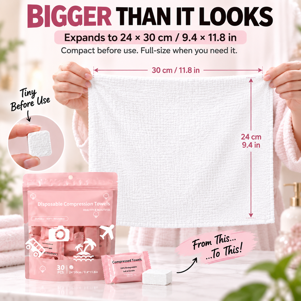 💧 45% OFF 30-Pack Compressed Towels – Just Add Water & Go
