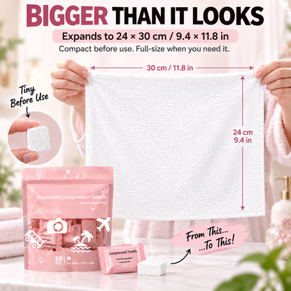 💧 45% OFF 30-Pack Compressed Towels – Just Add Water & Go