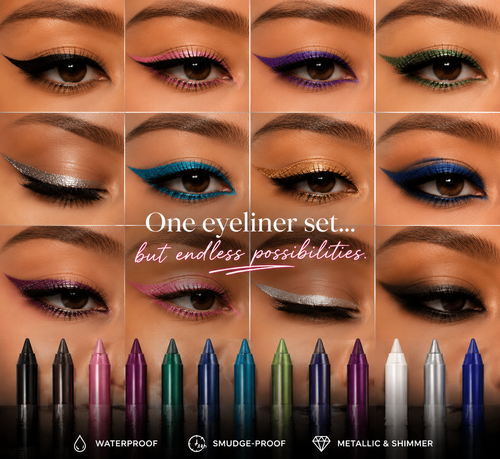 Limited Edition 50%14-Pack Eyeliner OFF Pencil Waterproof Colored Paste Liners with Metallic & Shimmer Finishes Smudge-Proof